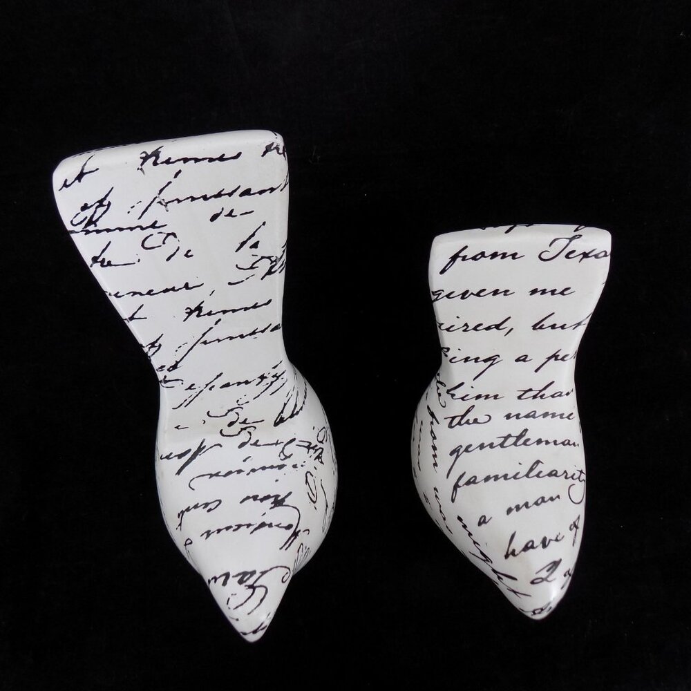 Set of 2 Ashland Black White Cursive Words Bird Blush Romance Decor New w/Flaws - Picture 10 of 12